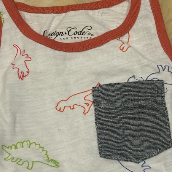 Soverign Code Dinosaur Style White Tank & Pocket & George Blue Shorts Size 18M - Picture 3 of 7